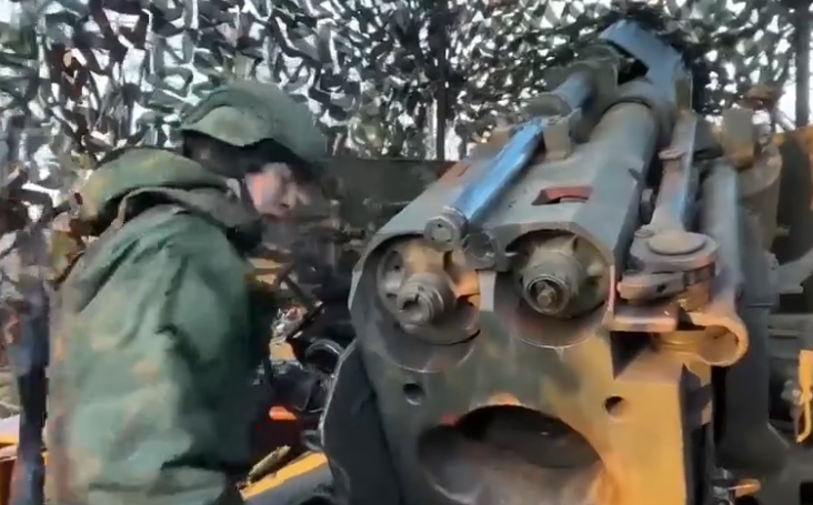 Боевая работа расчета 152-мм пушки 2А36 «Гиацинт-Б»